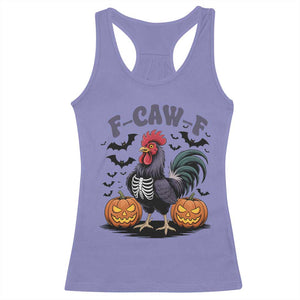 F Caw F Halloween Chicken Skeleton Racerback Tank Top Spooky Funny Rooster Meme TS02 Violet Print Your Wear