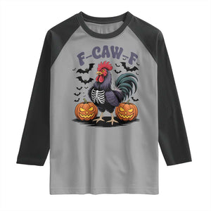 F Caw F Halloween Chicken Skeleton Raglan Shirt Spooky Funny Rooster Meme TS02 Sport Gray Black Print Your Wear