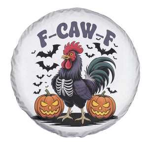 F Caw F Halloween Chicken Skeleton Spare Tire Cover Spooky Funny Rooster Meme TS02 Print Your Wear