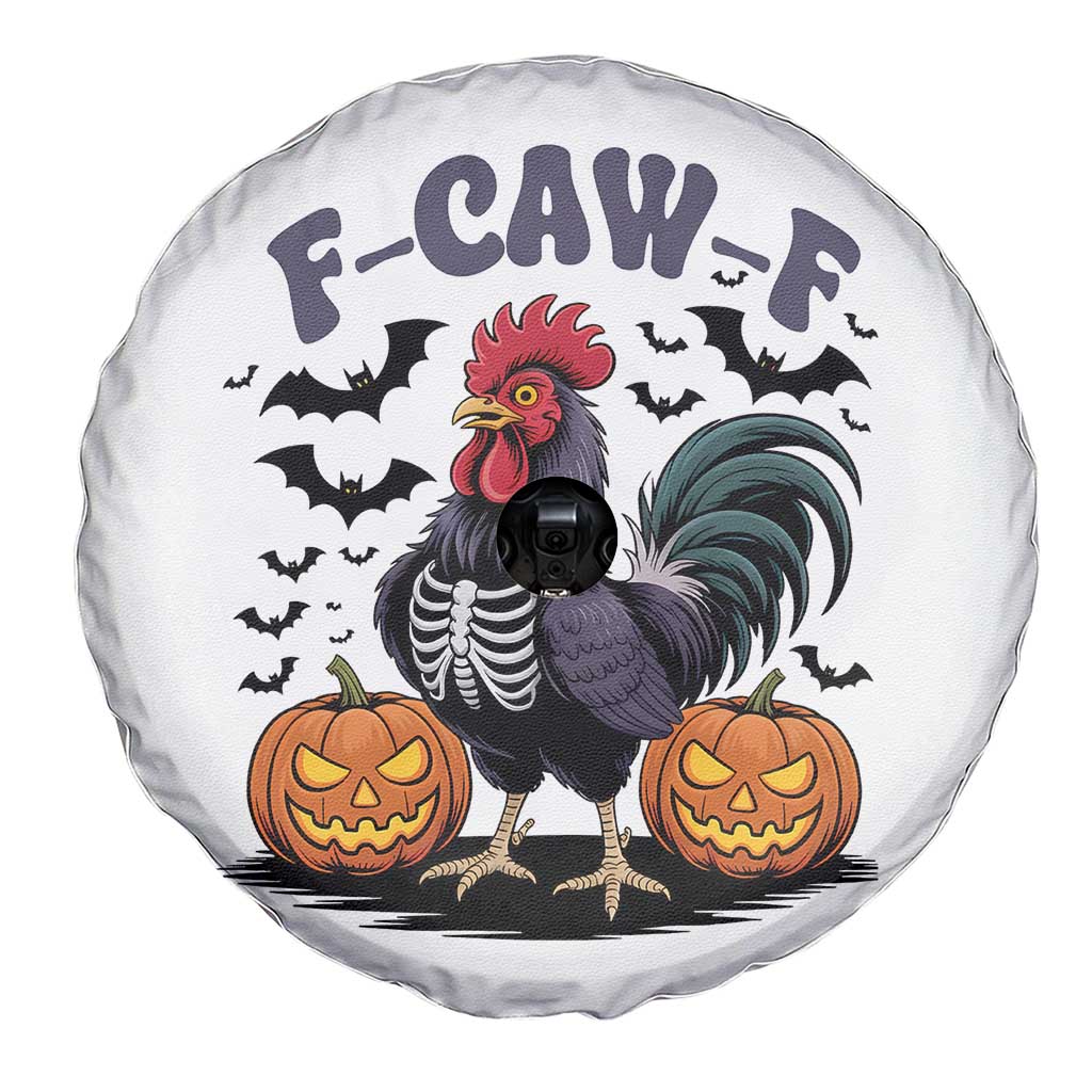 F Caw F Halloween Chicken Skeleton Spare Tire Cover Spooky Funny Rooster Meme TS02 Print Your Wear
