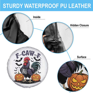 F Caw F Halloween Chicken Skeleton Spare Tire Cover Spooky Funny Rooster Meme TS02 Print Your Wear