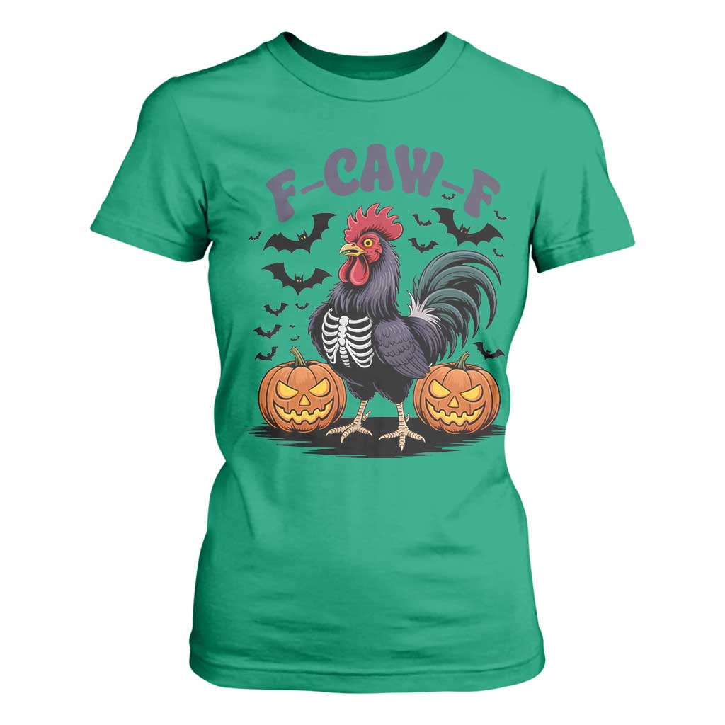 F Caw F Halloween Chicken Skeleton T Shirt For Women Spooky Funny Rooster Meme TS02 Irish Green Print Your Wear