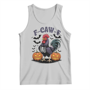 F Caw F Halloween Chicken Skeleton Tank Top Spooky Funny Rooster Meme TS02 Ash Print Your Wear