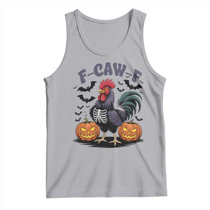 F Caw F Halloween Chicken Skeleton Tank Top Spooky Funny Rooster Meme TS02 Athletic Heather Print Your Wear