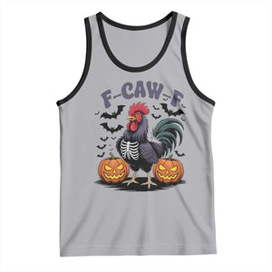 F Caw F Halloween Chicken Skeleton Tank Top Spooky Funny Rooster Meme TS02 Athletic Heather Black Print Your Wear