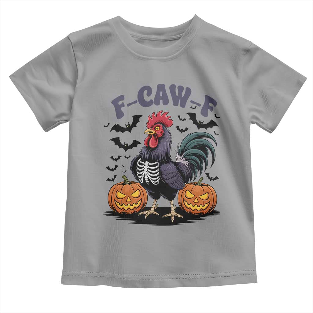 F Caw F Halloween Chicken Skeleton Toddler T Shirt Spooky Funny Rooster Meme TS02 Sport Gray Print Your Wear