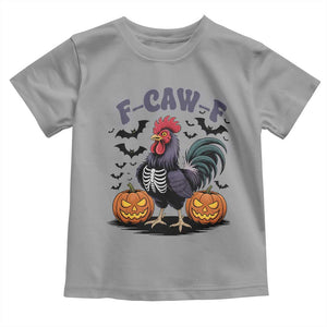 F Caw F Halloween Chicken Skeleton Toddler T Shirt Spooky Funny Rooster Meme TS02 Sport Gray Print Your Wear