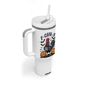 F Caw F Halloween Chicken Skeleton Tumbler With Handle Spooky Funny Rooster Meme TS02 Print Your Wear