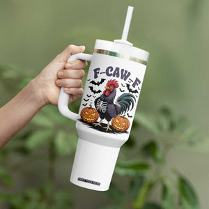 F Caw F Halloween Chicken Skeleton Tumbler With Handle Spooky Funny Rooster Meme TS02 Print Your Wear