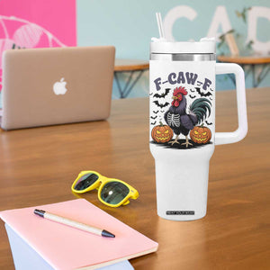 F Caw F Halloween Chicken Skeleton Tumbler With Handle Spooky Funny Rooster Meme TS02 Print Your Wear