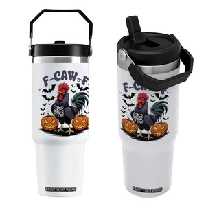 F Caw F Halloween Chicken Skeleton Flip Straw Tumbler Spooky Funny Rooster Meme TS02 One Size: 30 oz White Print Your Wear