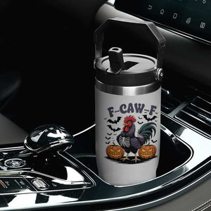 F Caw F Halloween Chicken Skeleton Flip Straw Tumbler Spooky Funny Rooster Meme TS02 Print Your Wear