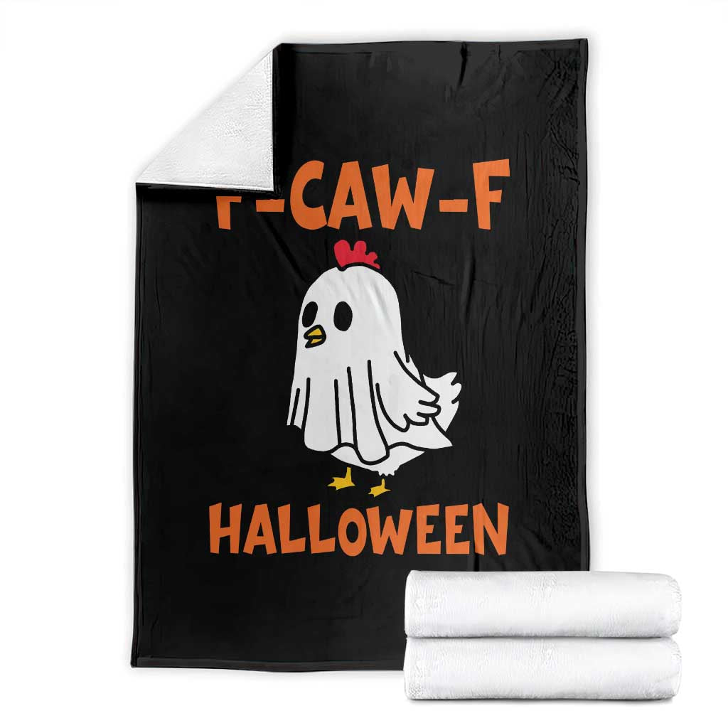 F Caw F Ghost Chicken Costume Throw Blanket Funny Cute Halloween Poultry Lover TS02 Black Print Your Wear