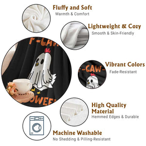F Caw F Ghost Chicken Costume Throw Blanket Funny Cute Halloween Poultry Lover TS02 Print Your Wear