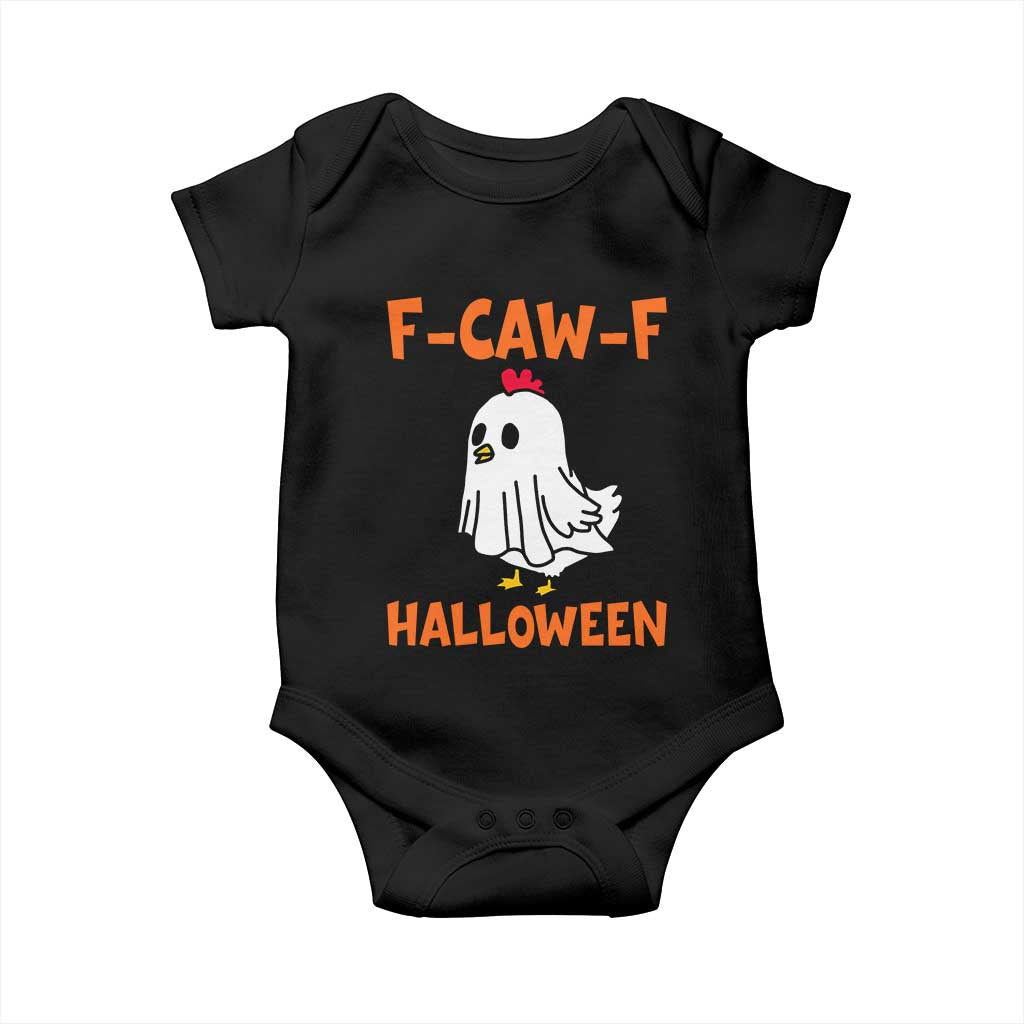 F Caw F Ghost Chicken Costume Baby Onesie Funny Cute Halloween Poultry Lover TS02 Black Print Your Wear