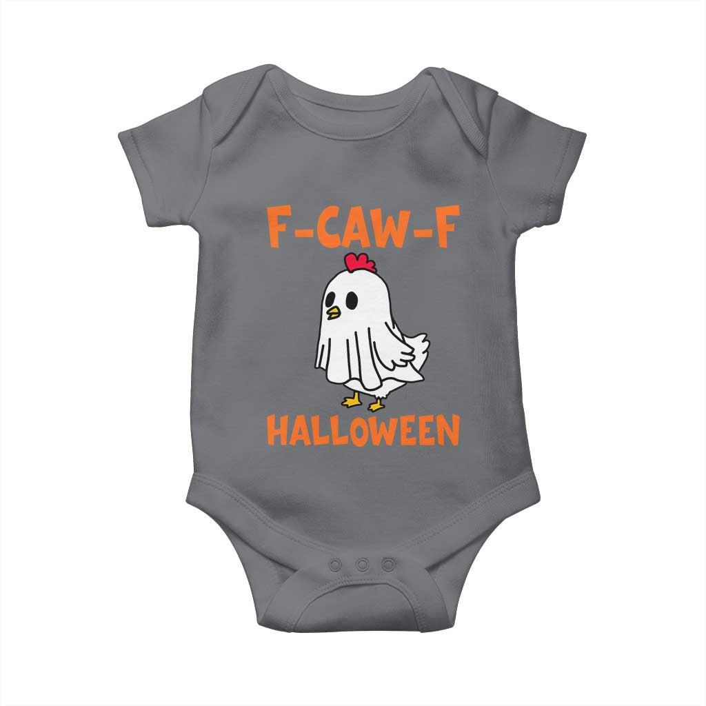 F Caw F Ghost Chicken Costume Baby Onesie Funny Cute Halloween Poultry Lover TS02 Charcoal Print Your Wear