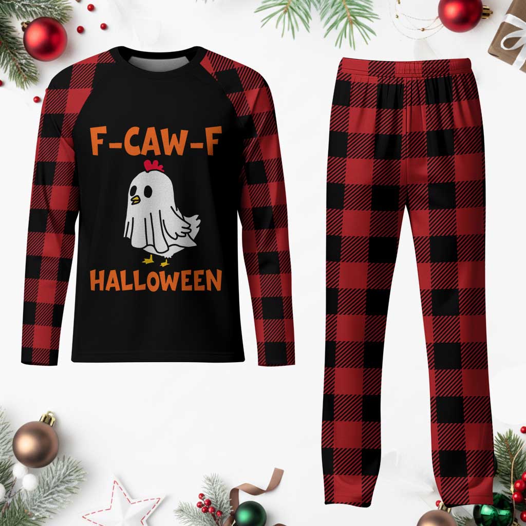 F Caw F Ghost Chicken Costume Plaid Pajama Set Funny Cute Halloween Poultry Lover TS02 Buffalo Plaid Print Your Wear