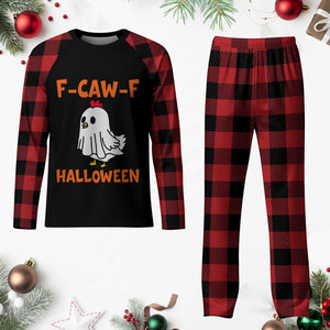 F Caw F Ghost Chicken Costume Plaid Pajama Set Funny Cute Halloween Poultry Lover TS02 Buffalo Plaid Print Your Wear