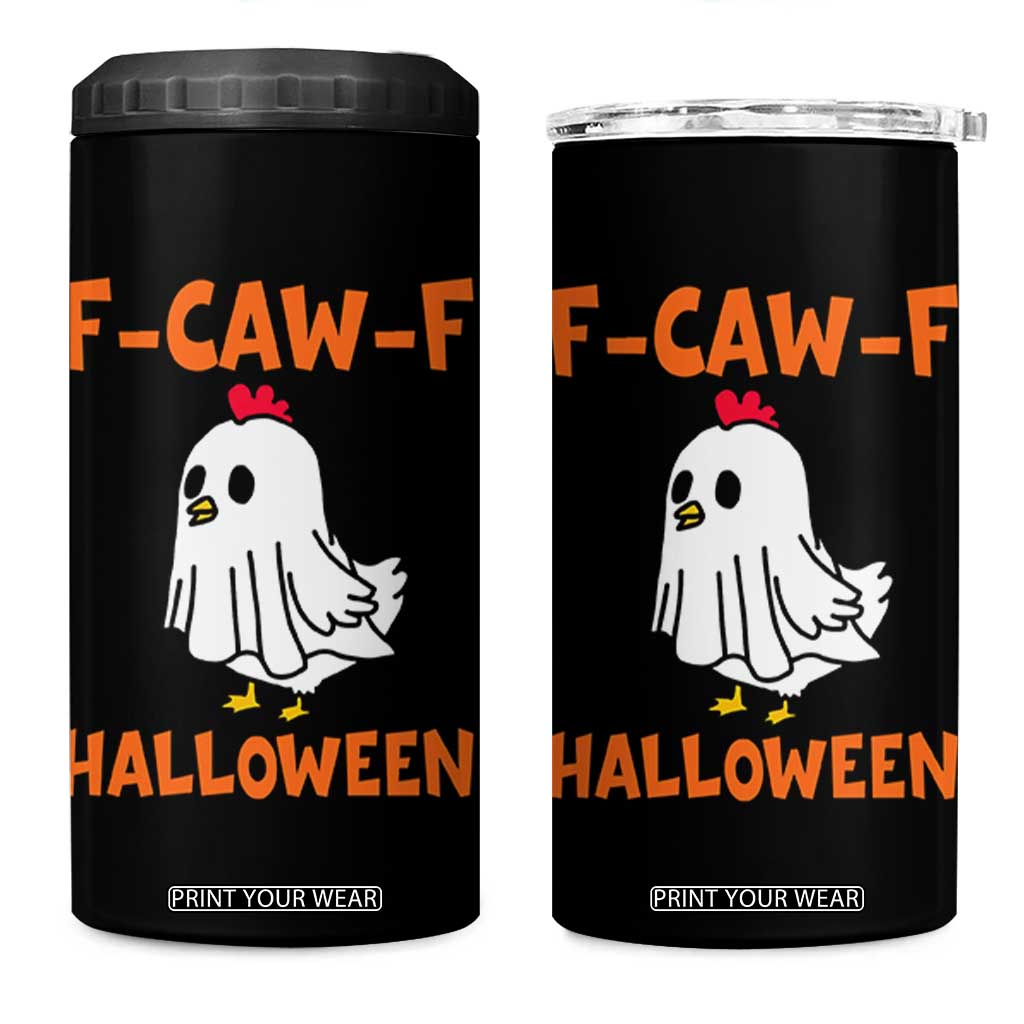 F Caw F Ghost Chicken Costume 4 in 1 Can Cooler Tumbler Funny Cute Halloween Poultry Lover TS02 One Size: 16 oz Black Print Your Wear