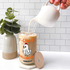 F Caw F Ghost Chicken Costume Glass Can Funny Cute Halloween Poultry Lover TS02 Print Your Wear