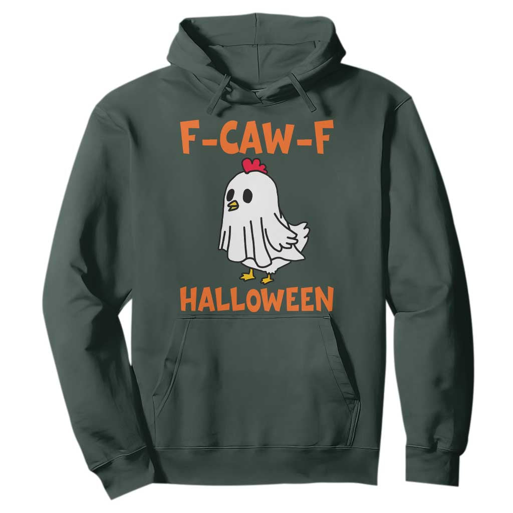 F Caw F Ghost Chicken Costume Hoodie Funny Cute Halloween Poultry Lover TS02 Dark Forest Green Print Your Wear