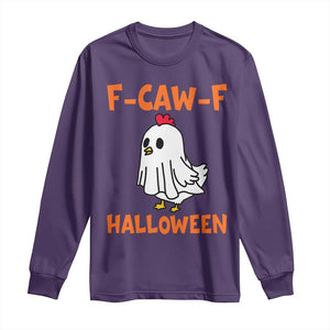 F Caw F Ghost Chicken Costume Long Sleeve Shirt Funny Cute Halloween Poultry Lover TS02 Purple Print Your Wear
