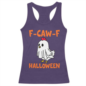 F Caw F Ghost Chicken Costume Racerback Tank Top Funny Cute Halloween Poultry Lover TS02 Purple Print Your Wear