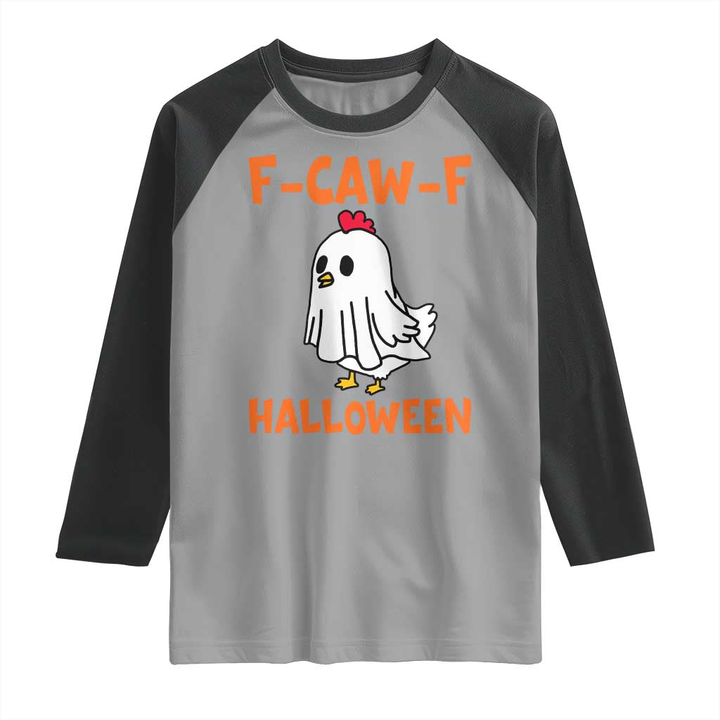 F Caw F Ghost Chicken Costume Raglan Shirt Funny Cute Halloween Poultry Lover TS02 Sport Gray Black Print Your Wear