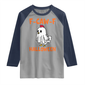 F Caw F Ghost Chicken Costume Raglan Shirt Funny Cute Halloween Poultry Lover TS02 Sport Gray Navy Print Your Wear