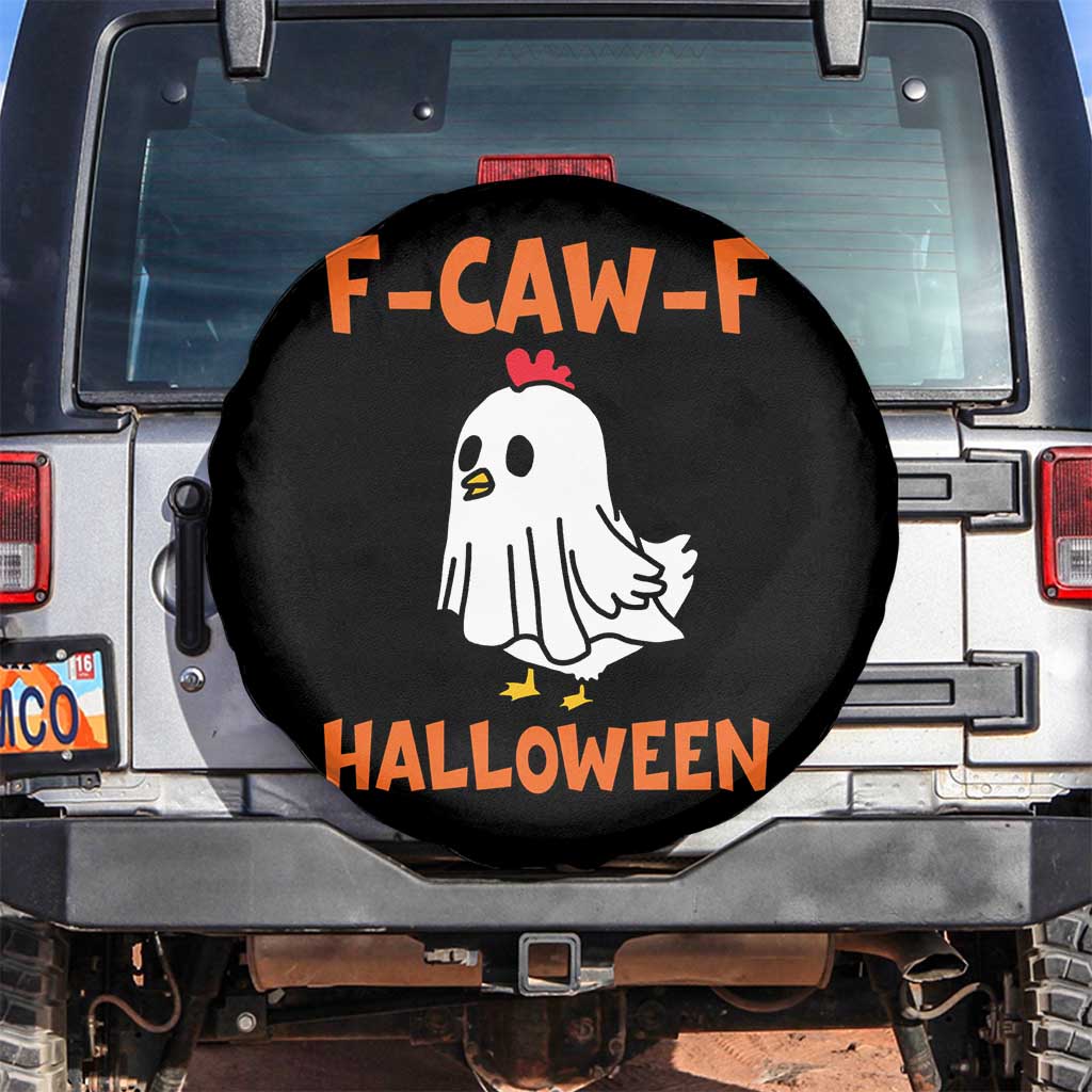 F Caw F Ghost Chicken Costume Spare Tire Cover Funny Cute Halloween Poultry Lover TS02 No hole Black Print Your Wear