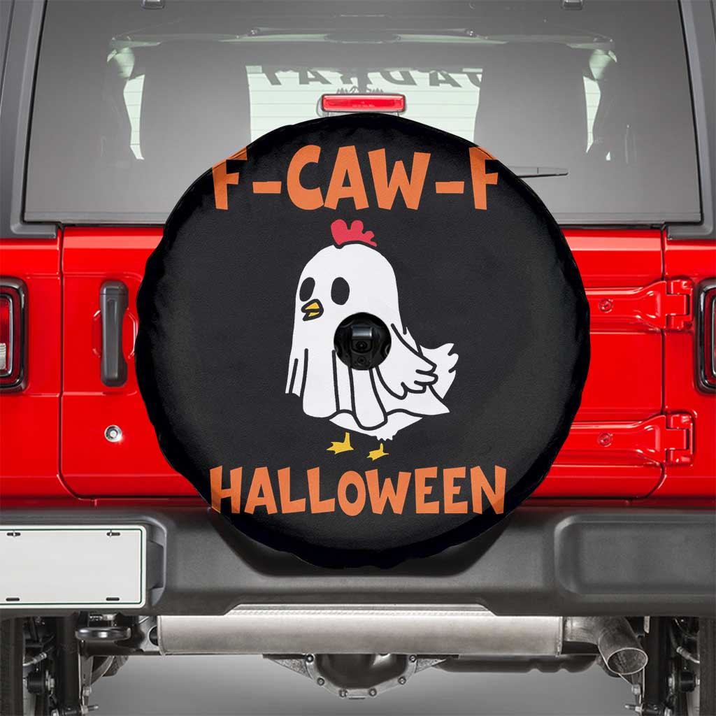 F Caw F Ghost Chicken Costume Spare Tire Cover Funny Cute Halloween Poultry Lover TS02 Black Print Your Wear