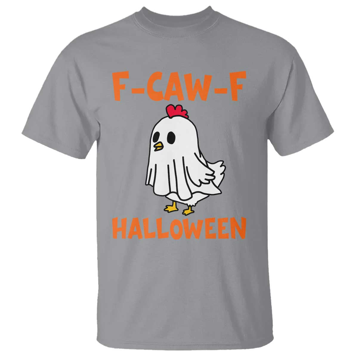 F Caw F Ghost Chicken Costume T Shirt Funny Cute Halloween Poultry Lover TS02 Sport Gray Print Your Wear