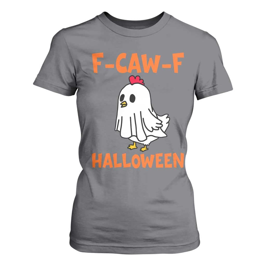 F Caw F Ghost Chicken Costume T Shirt For Women Funny Cute Halloween Poultry Lover TS02 Charcoal Print Your Wear