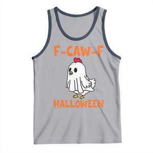 F Caw F Ghost Chicken Costume Tank Top Funny Cute Halloween Poultry Lover TS02 Athletic Heather Navy Print Your Wear