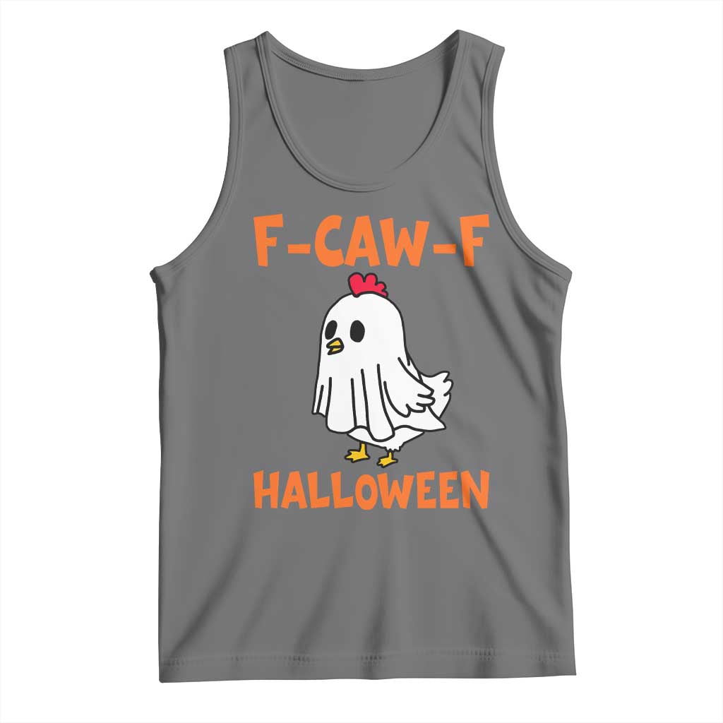 F Caw F Ghost Chicken Costume Tank Top Funny Cute Halloween Poultry Lover TS02 Black Heather Print Your Wear