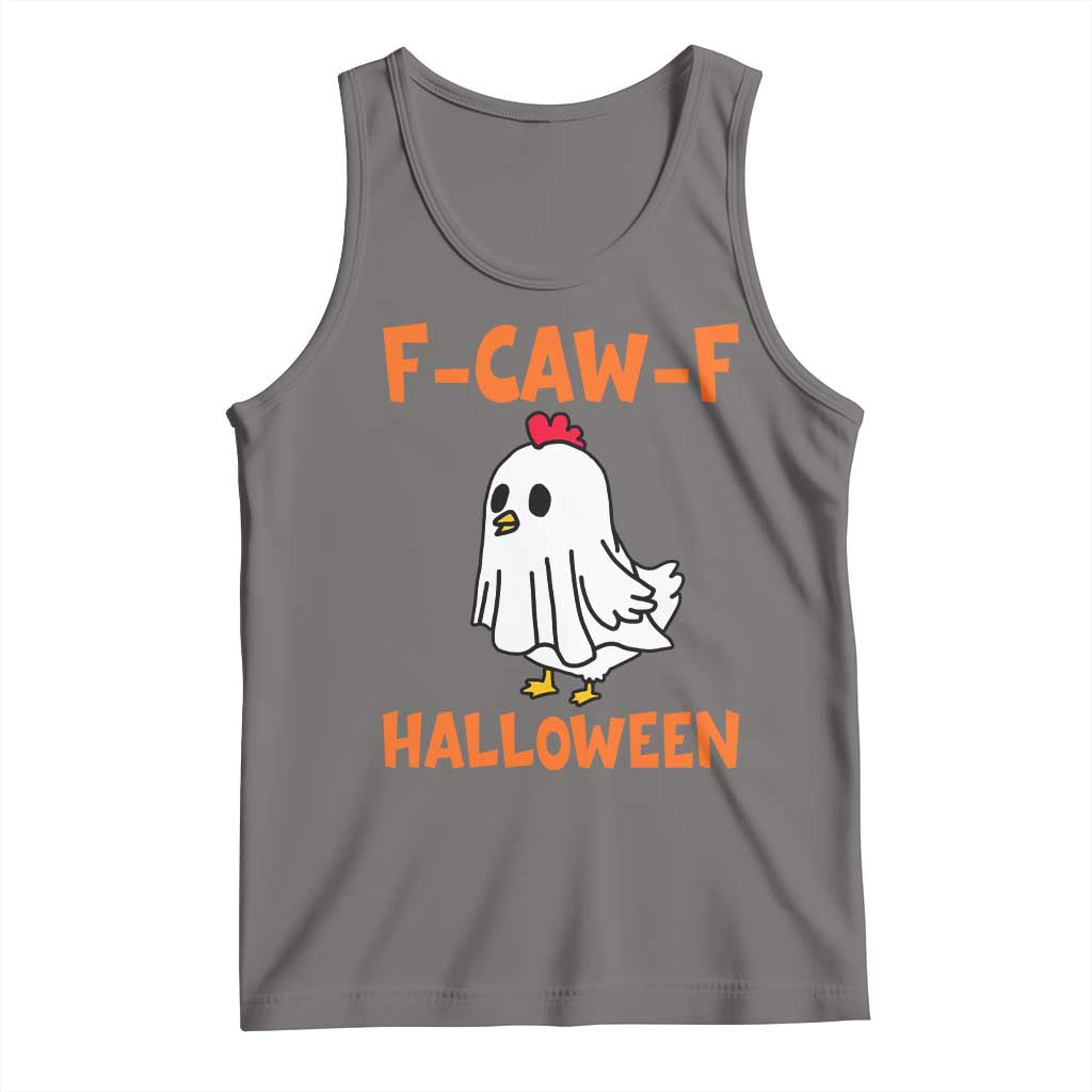 F Caw F Ghost Chicken Costume Tank Top Funny Cute Halloween Poultry Lover TS02 Deep Heather Print Your Wear