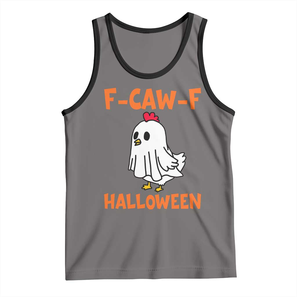 F Caw F Ghost Chicken Costume Tank Top Funny Cute Halloween Poultry Lover TS02 Deep Heather Black Print Your Wear