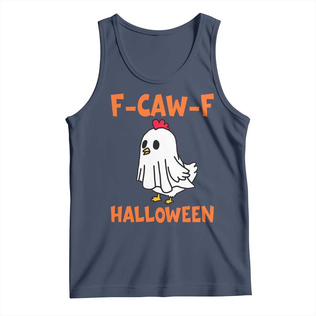 F Caw F Ghost Chicken Costume Tank Top Funny Cute Halloween Poultry Lover TS02 Navy Print Your Wear