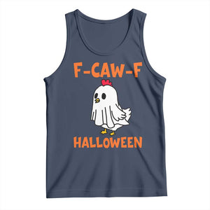 F Caw F Ghost Chicken Costume Tank Top Funny Cute Halloween Poultry Lover TS02 Navy Print Your Wear