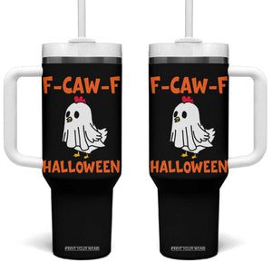 F Caw F Ghost Chicken Costume Tumbler With Handle Funny Cute Halloween Poultry Lover TS02 One Size: 40 oz Black Print Your Wear