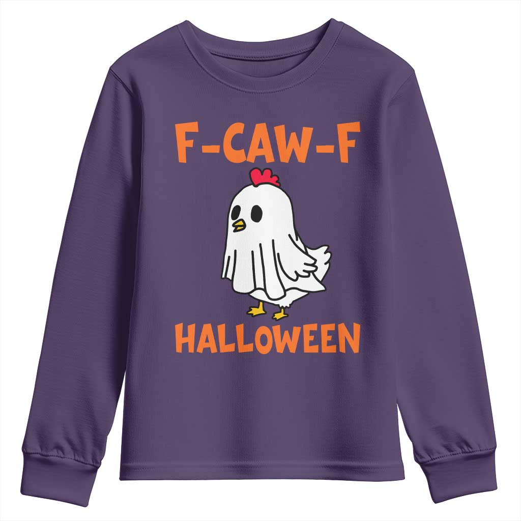 F Caw F Ghost Chicken Costume Youth Sweatshirt Funny Cute Halloween Poultry Lover TS02 Purple Print Your Wear