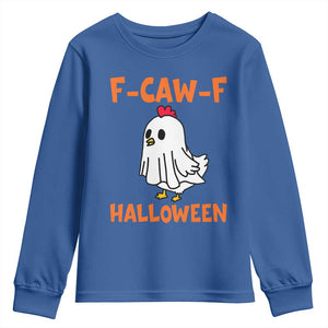 F Caw F Ghost Chicken Costume Youth Sweatshirt Funny Cute Halloween Poultry Lover TS02 Royal Blue Print Your Wear