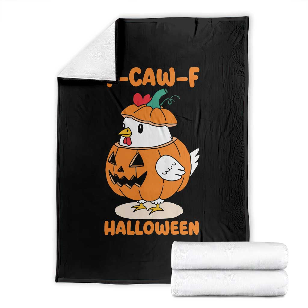 F Caw F Chicken Cute Halloween Costume Throw Blanket Funny Jack O LAttern Poultry Meme Fall Vibes TS02 Black Print Your Wear