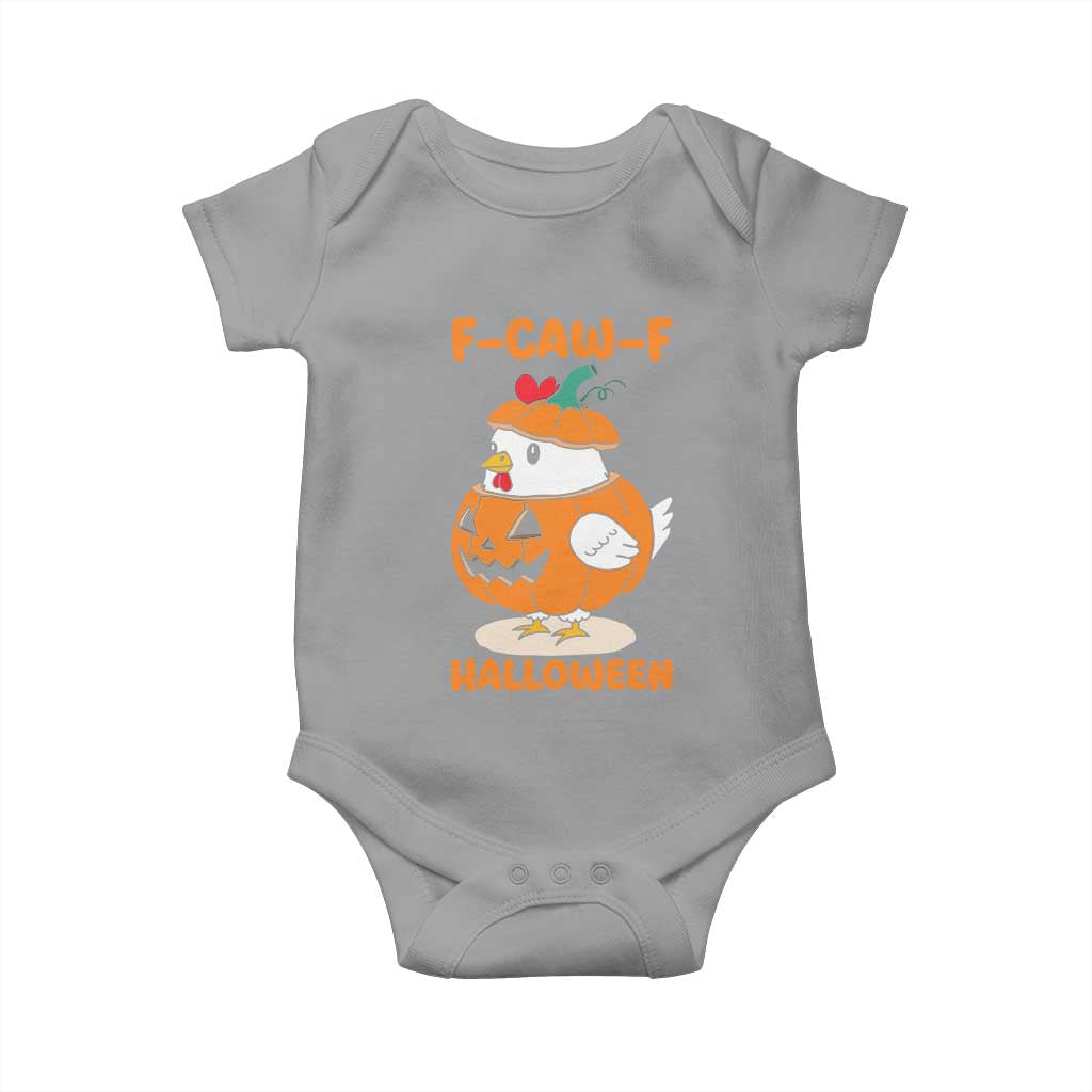F Caw F Chicken Cute Halloween Costume Baby Onesie Funny Jack O LAttern Poultry Meme Fall Vibes TS02 Sport Gray Print Your Wear