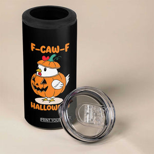 F Caw F Chicken Cute Halloween Costume 4 in 1 Can Cooler Tumbler Funny Jack O LAttern Poultry Meme Fall Vibes TS02 Print Your Wear