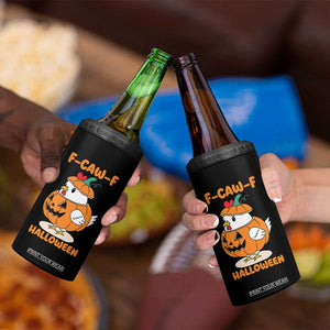 F Caw F Chicken Cute Halloween Costume 4 in 1 Can Cooler Tumbler Funny Jack O LAttern Poultry Meme Fall Vibes TS02 Print Your Wear