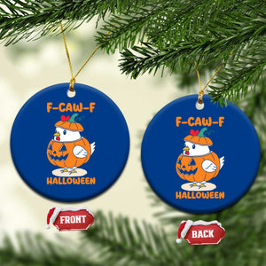 F Caw F Chicken Cute Halloween Costume Ceramic Ornament Funny Jack O LAttern Poultry Meme Fall Vibes TS02 1pc Blue Print Your Wear