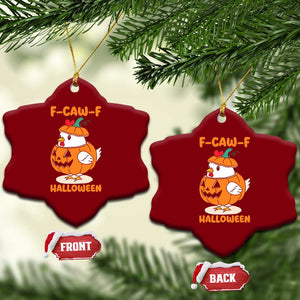 F Caw F Chicken Cute Halloween Costume Ceramic Ornament Funny Jack O LAttern Poultry Meme Fall Vibes TS02 Print Your Wear