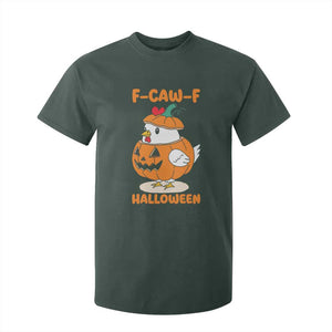 F Caw F Chicken Cute Halloween Costume T Shirt For Kid Funny Jack O LAttern Poultry Meme Fall Vibes TS02 Dark Forest Green Print Your Wear