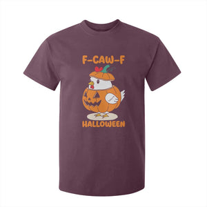 F Caw F Chicken Cute Halloween Costume T Shirt For Kid Funny Jack O LAttern Poultry Meme Fall Vibes TS02 Maroon Print Your Wear